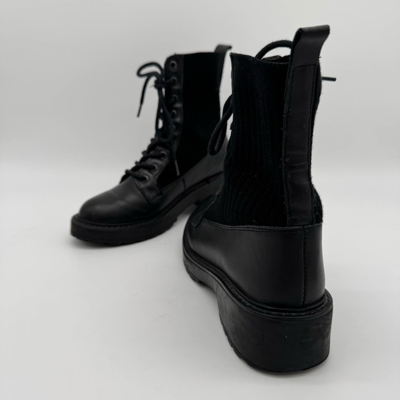 Steve Madden Veeta Black Leather Knit Lace Up Combat Boot Size 7 M - Picture 11 of 11